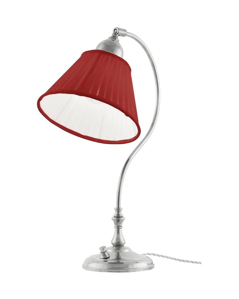 Bordslampa - Lagerlöf nickel, röd tygskärm