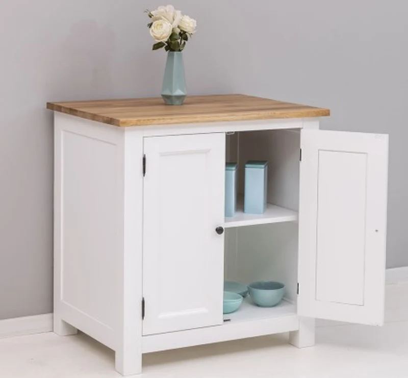Casa Padrino Küchenschrank im Landhausstil mit 2 Türen und Eichenholzplatte, 86 x 65 x 90 cm