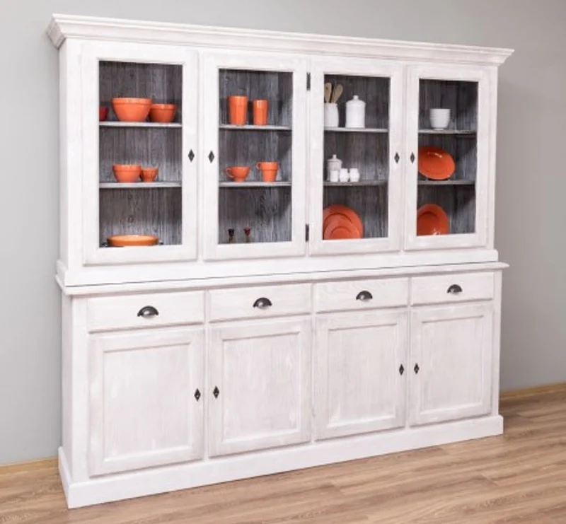 Casa Padrino Vitrine im Landhausstil mit 4 Türen und 4 Schubladen, 230 x 45 x 200 cm