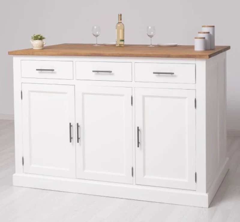 Casa Padrino Küchenschrank im Landhausstil mit Eichenholzplatte, 160 x 110 x 110 cm