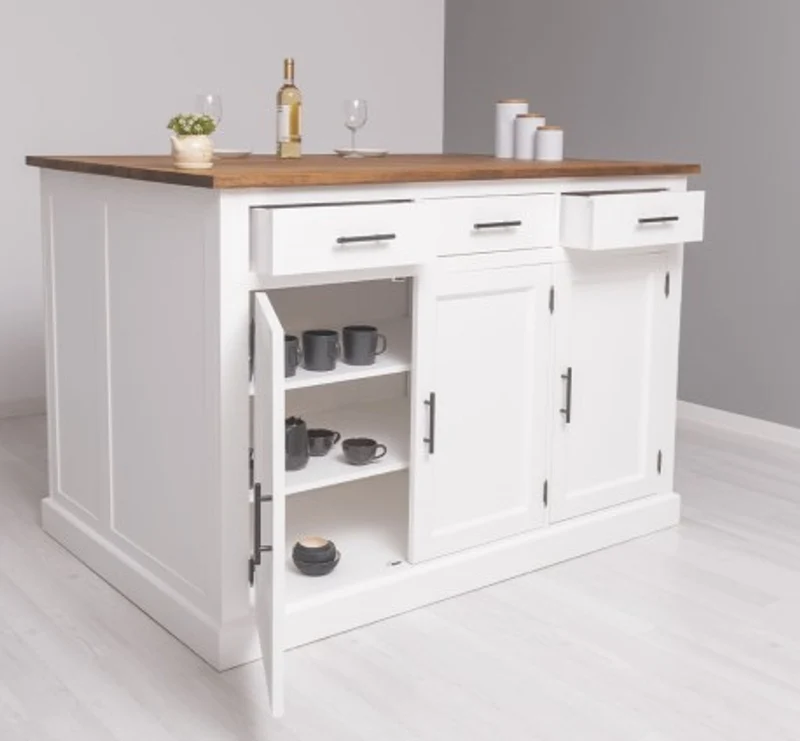 Casa Padrino Küchenschrank im Landhausstil mit Eichenholzplatte, 160 x 110 x 110 cm