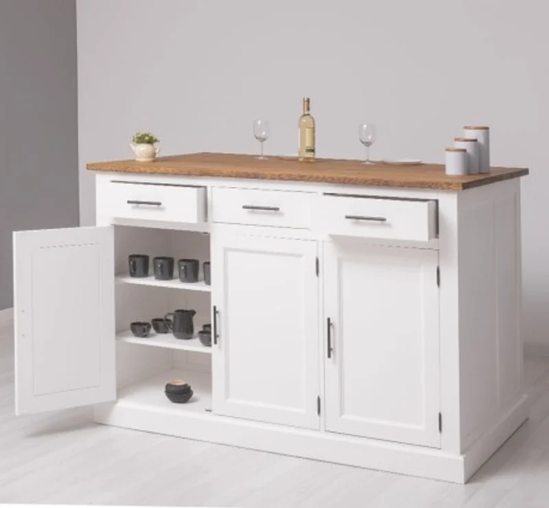 Casa Padrino Küchenschrank im Landhausstil mit Eichenholzplatte, 160 x 110 x 110 cm