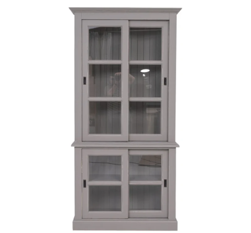 Casa Padrino Vitrine im Landhausstil mit 2 Türen, 110 x 47 x 220 cm