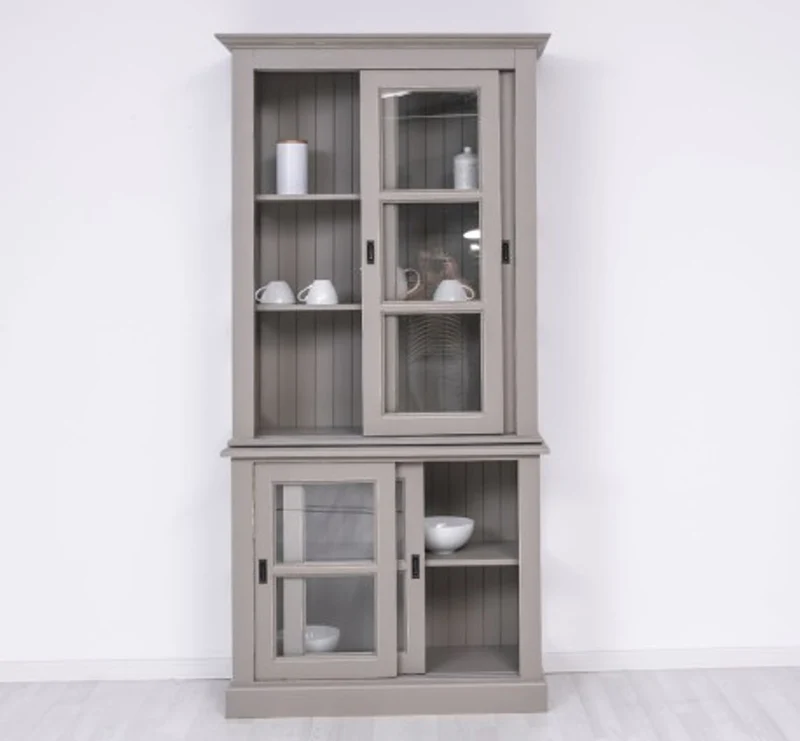 Casa Padrino Vitrine im Landhausstil mit 2 Türen, 110 x 47 x 220 cm