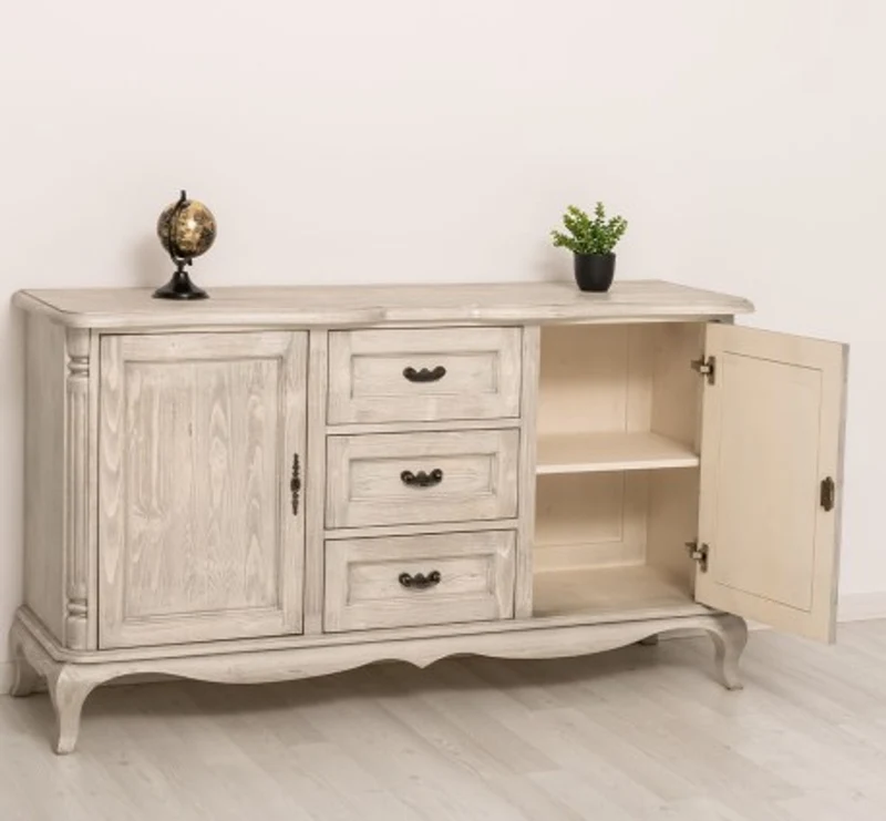Casa Padrino Kommode im Landhausstil Silberfrost mit 2 Türen und 3 Schubladen, 158 x 48 x 89 cm