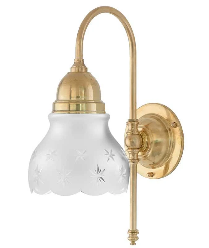 Badrumslampa - Ahlström 60 mässing, slipat mattglas