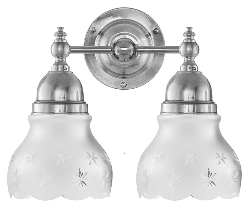 Badrumslampa - Bergman nickel, slipat mattglas