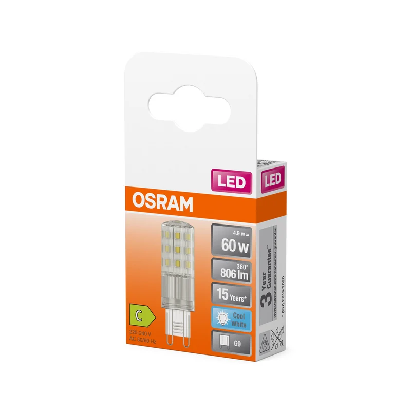 OSRAM LED Stiftsockellampe PIN , 4.9W, 806lm, G9, 4000K , Kaltweiß