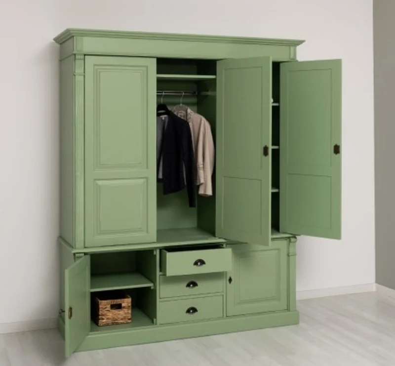 Casa Padrino Kleiderschrank im Landhausstil mit 3 Türen und 3 Schubladen, 176 x 59 x 210 cm