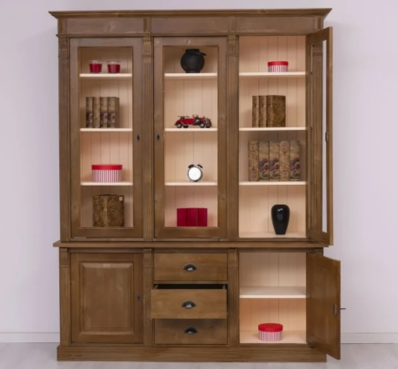 Casa Padrino Vitrine im Landhausstil mit 2 Türen, 183 x 51 x 228 cm