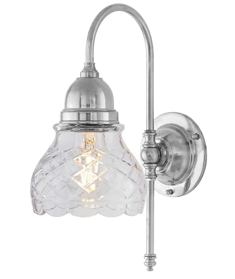 Badrumslampa - Ahlström 60 nickel, slipat klarglas