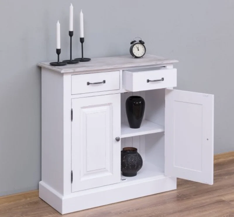 Casa Padrino Schrank im Landhausstil mit 2 Türen und 2 Schubladen, 85 x 35 x 85 cm