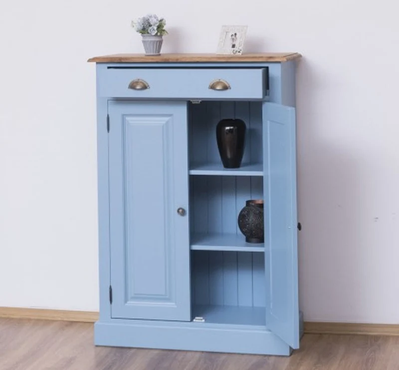 Casa Padrino Schrank im Landhausstil mit 2 Türen, 1 Schublade und Eichenholzplatte, 85 x 35 x 120 cm