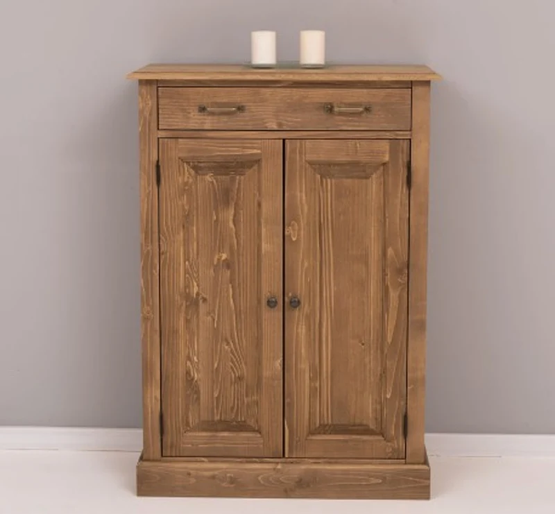 Casa Padrino Schrank im Landhausstil mit 2 Türen, 1 Schublade und Eichenholzplatte, 85 x 35 x 120 cm