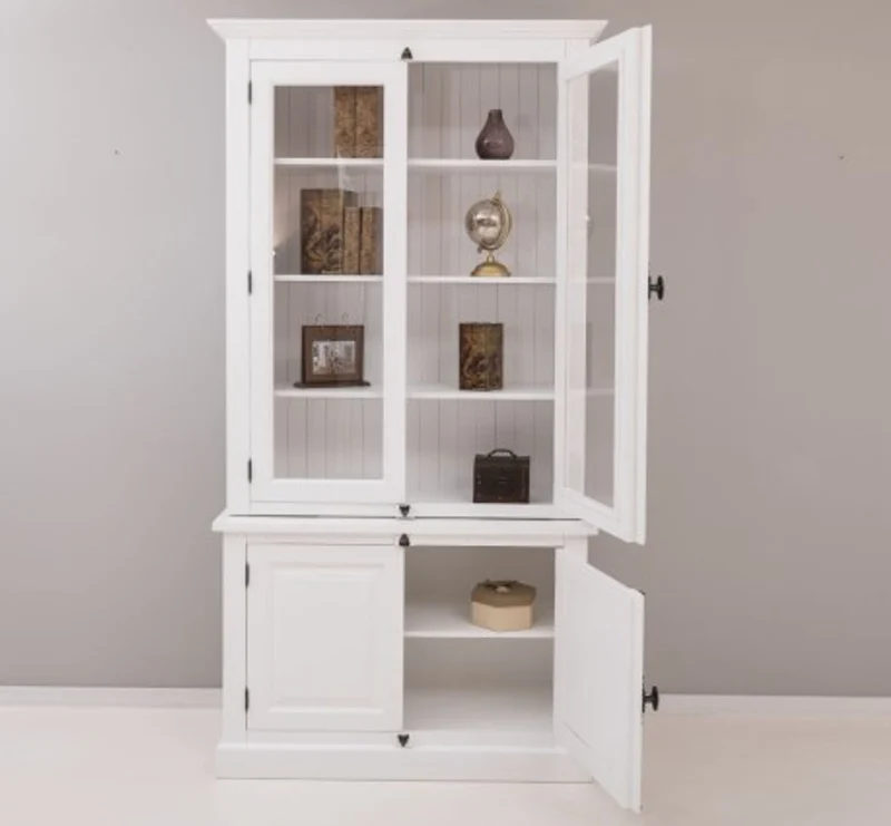 Casa Padrino Sideboard im Landhausstil mit 2 Glastüren, 120 x 50 x 228 cm