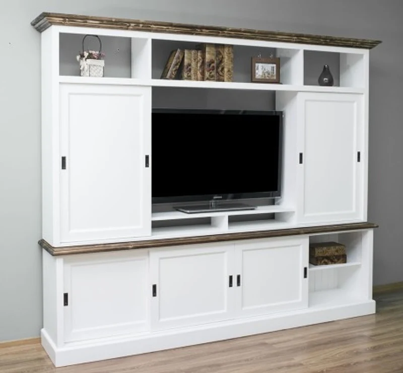 Casa Padrino TV Schrank im Landhausstil mit 6 Schiebetüren, 254 x 46 x 210 cm