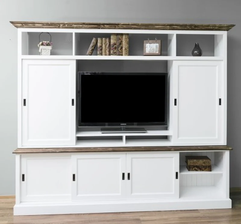 Casa Padrino TV Schrank im Landhausstil mit 6 Schiebetüren, 254 x 46 x 210 cm