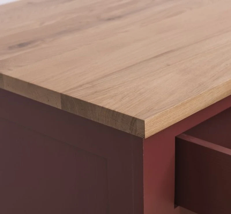 Casa Padrino Küchenschrank im Landhausstil mit 2 Türen, 2 Schubladen und Eichenholzplatte, 120 x 65 x 90 cm