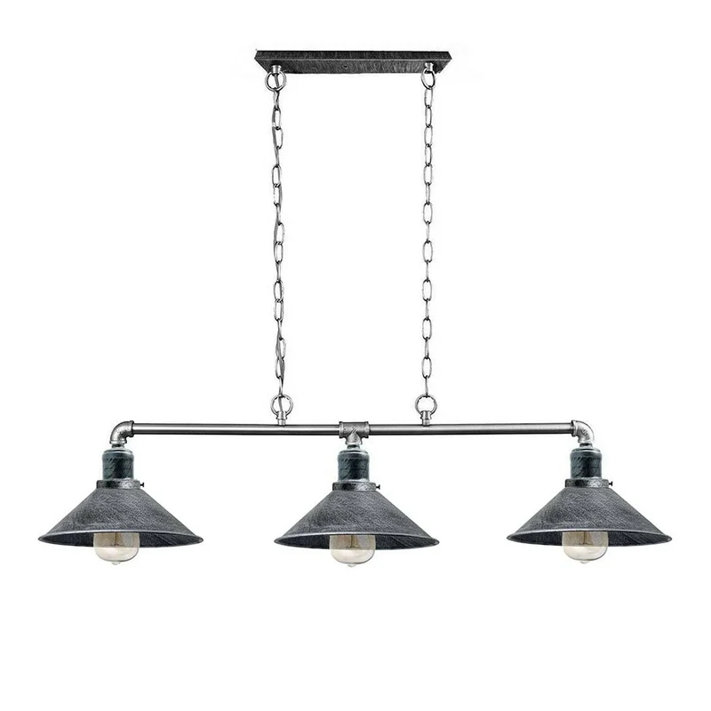 3-flammige Rohr Pendelleuchte – Vintage Industrie Billardlampe | Ø22cm | E27 ~1701