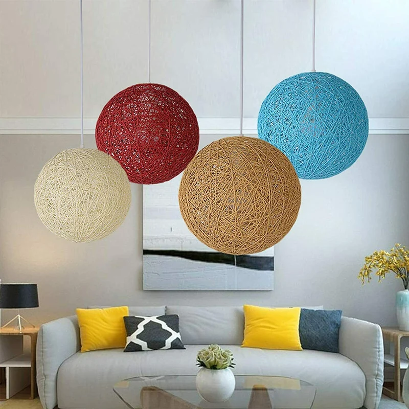 Chice Rattan Hängelampe in Rot für trendige Dekoration Ø 20cm~2062