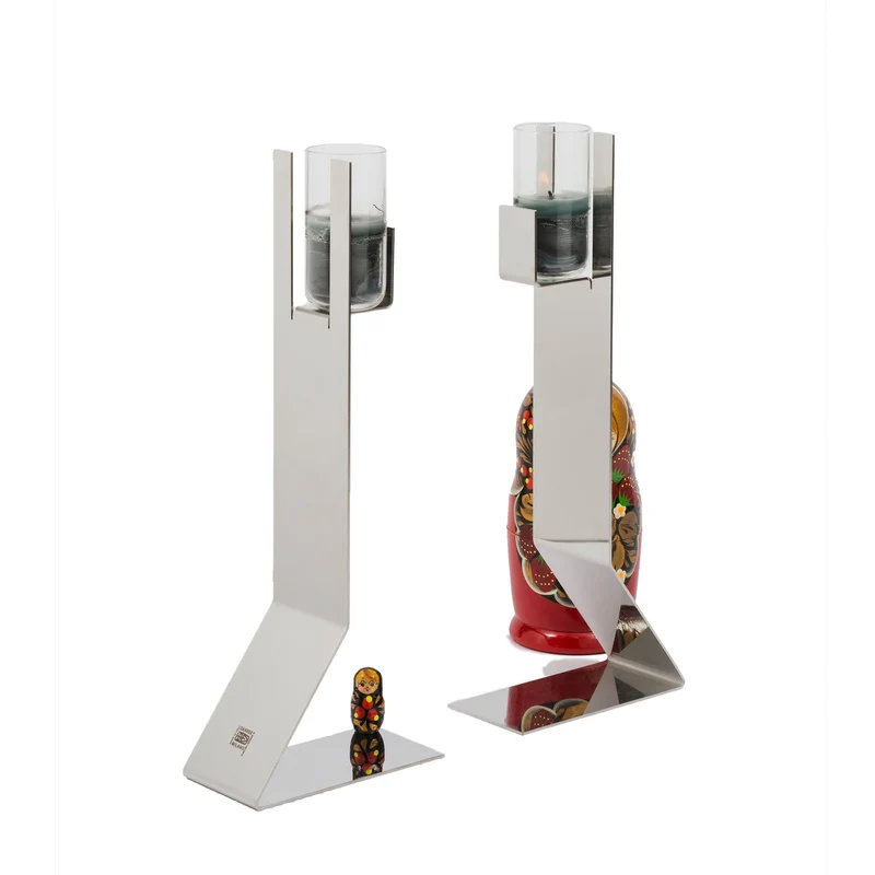 Steel Candle Holder PANAREA Set of Two by Bruno Munari