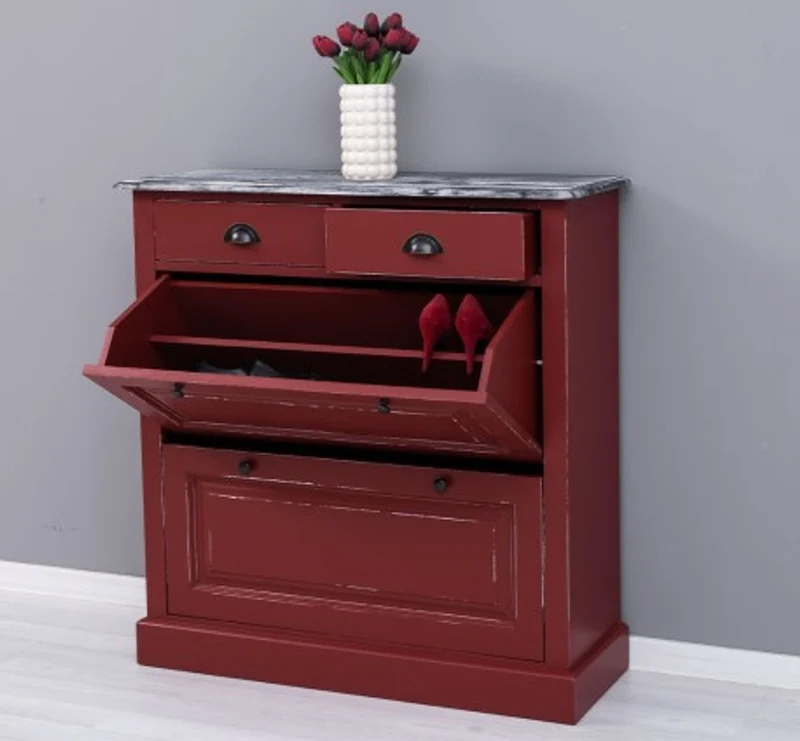 Casa Padrino Schuhschrank im Landhausstil mit 2 Türen und 2 Schubladen, 103 x 35 x 105 cm