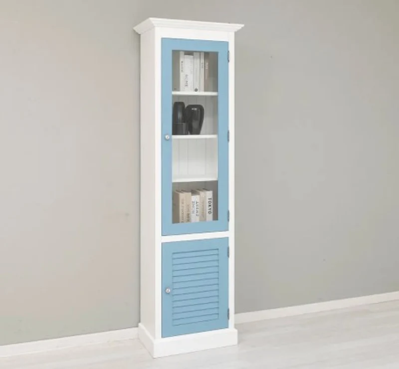 Casa Padrino Vitrine im Landhausstil mit 1 Glastür, 64 x 39 x 210 cm