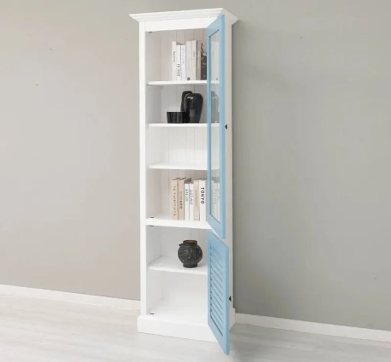 Casa Padrino Vitrine im Landhausstil mit 1 Glastür, 64 x 39 x 210 cm