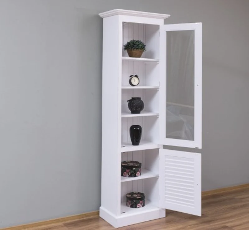 Casa Padrino Vitrine im Landhausstil mit 1 Glastür, 64 x 39 x 210 cm