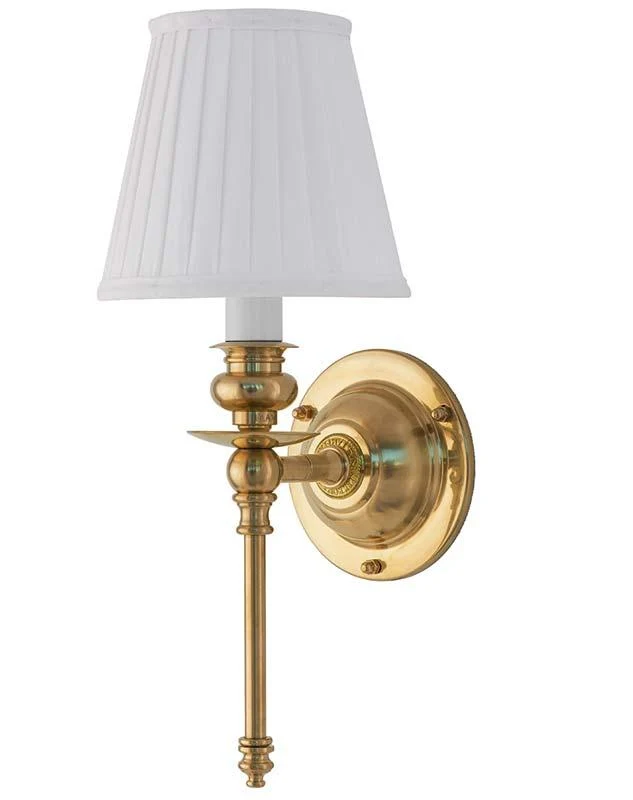 Vägglampa - Ribbing mässing, vit skärm