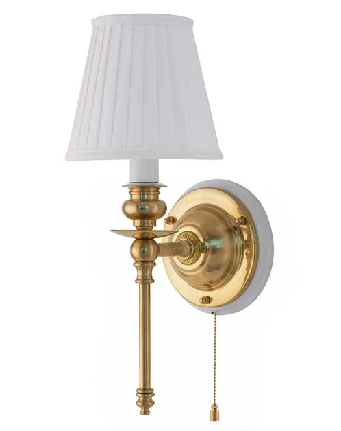 Vägglampa - Ribbing mässing, vit skärm