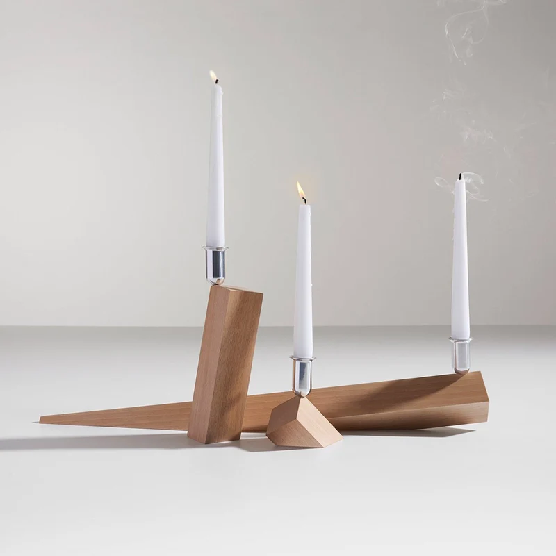 Wood Candle Holder VENEZIA / PISA / TORCELLO by Ron Gilad for Danese Milano