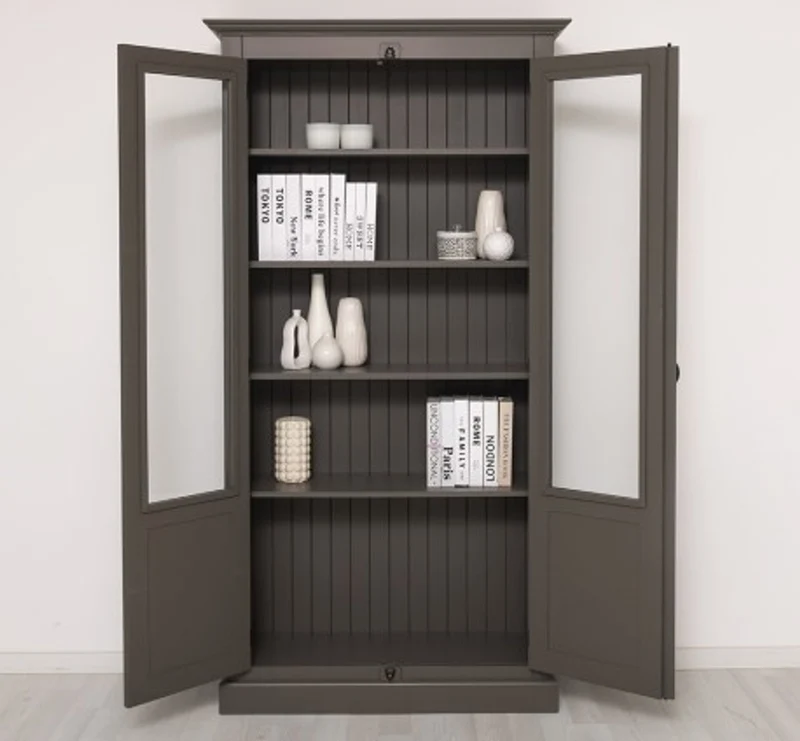 Casa Padrino Vitrine im Landhausstil mit 2 Türen, 110 x 40 x 210 cm