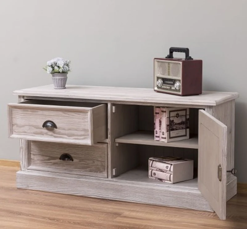 Casa Padrino TV Schrank im Landhausstil mit 1 Tür und 2 Schubladen, 120 x 40 x 57 cm