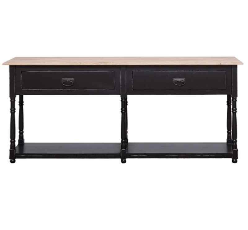 Casa Padrino Konsole im Landhausstil mit 2 Schubladen und Eichenholzplatte, 180 x 45 x 76 cm