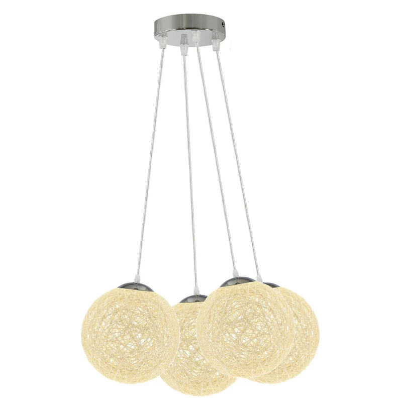 Rattan Wicker Woven Ball Globe Pendelleuchtenschirm 4 Outlet Creme~2054