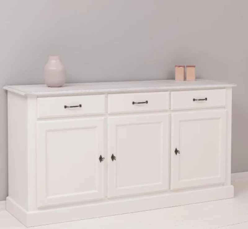 Casa Padrino Sideboard im Landhausstil mit 3 Türen, 3 Schubladen und Eichenholzplatte, 172 x 45 x 90 cm