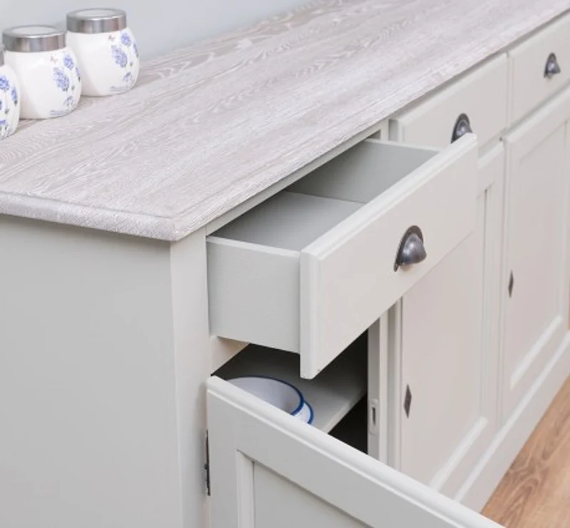 Casa Padrino Sideboard im Landhausstil mit 3 Türen, 3 Schubladen und Eichenholzplatte, 172 x 45 x 90 cm