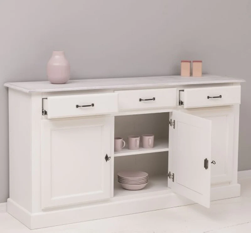 Casa Padrino Sideboard im Landhausstil mit 3 Türen, 3 Schubladen und Eichenholzplatte, 172 x 45 x 90 cm