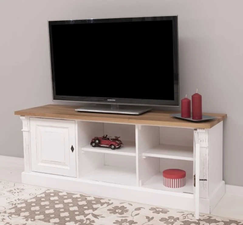 Casa Padrino Kommode im Landhausstil mit 2 Türen und Eichenholzplatte, 160 x 49 x 60 cm