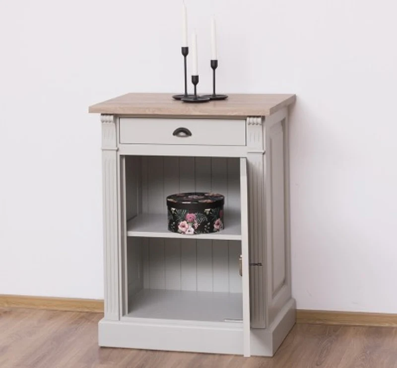 Casa Padrino Sideboard im Landhausstil mit 1 Tür, 1 Schublade und Eichenholzplatte, 69 x 51 x 90 cm