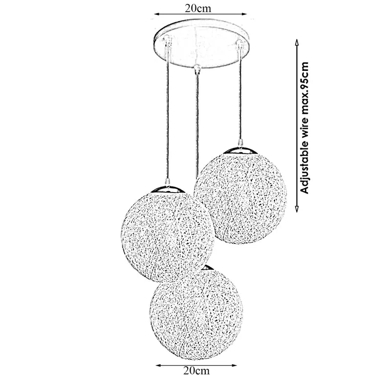 Rattan Pendelleuchte 3 Flammig Modern Lampenschirme~2046