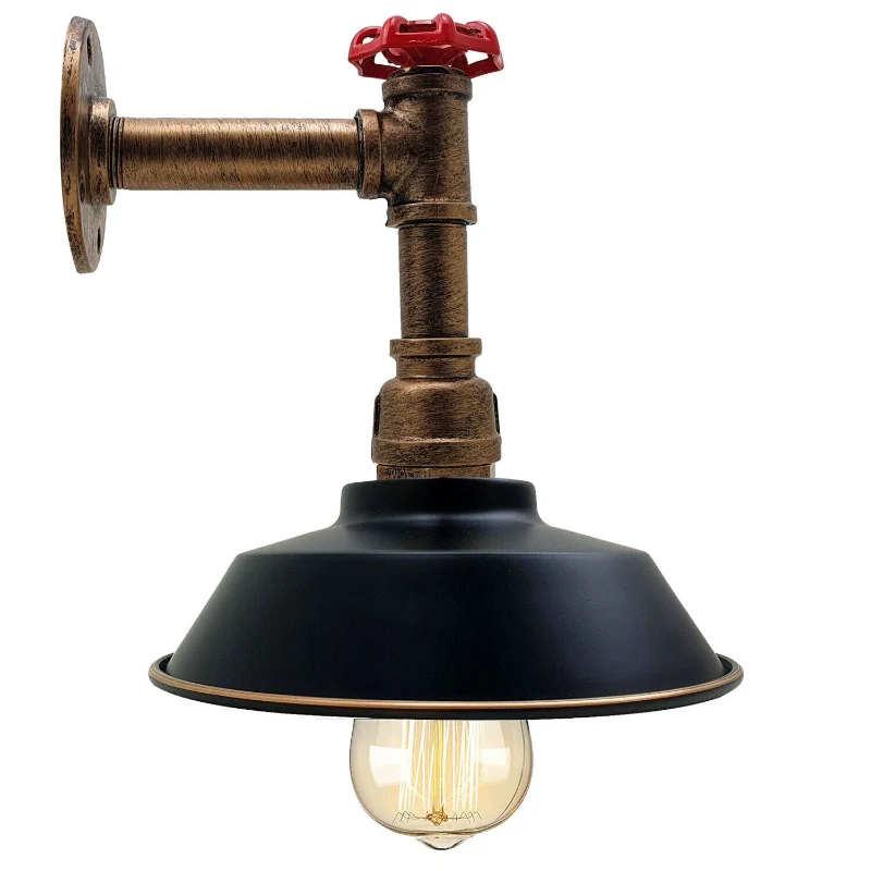 Industrial Rohr Wandleuchte Metall E27 Wandlampe~2044