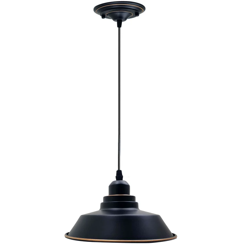 Vintage Hängelampe, Industriell Pendelleuchte, 22 cm, Schwarz~2028