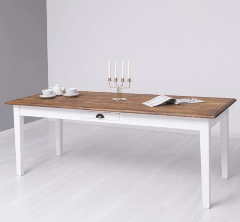 Casa Padrino Esstisch im Landhausstil mit Eichenholzplatte, 210 x 90 x 78 cm