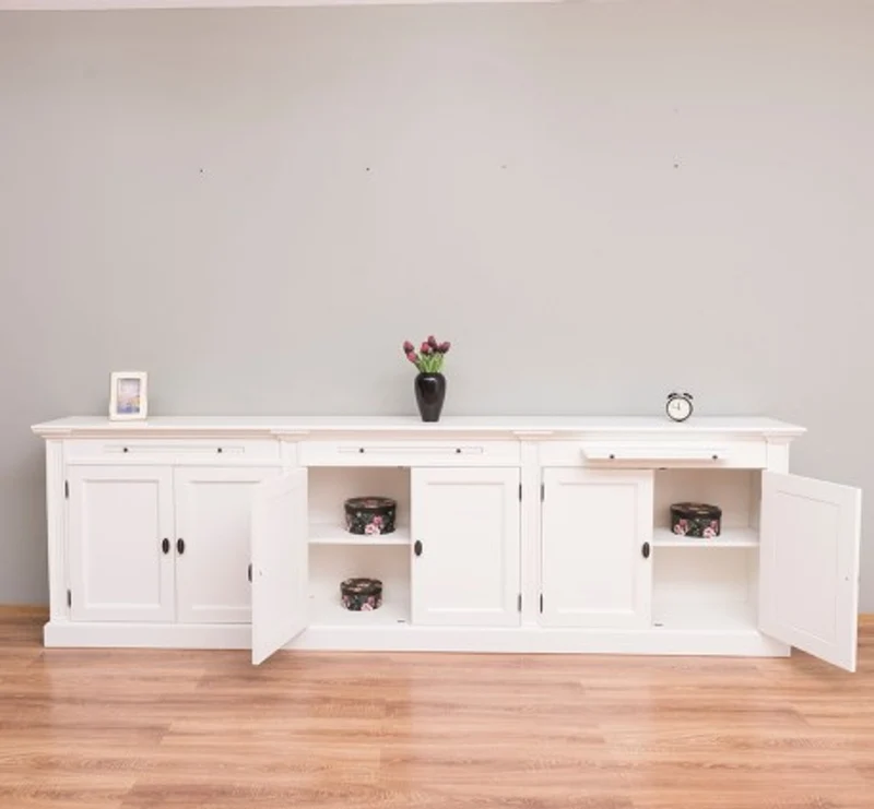 Casa Padrino Bücherregal im Landhausstil mit 6 Türen, 300 x 42 x 90 cm