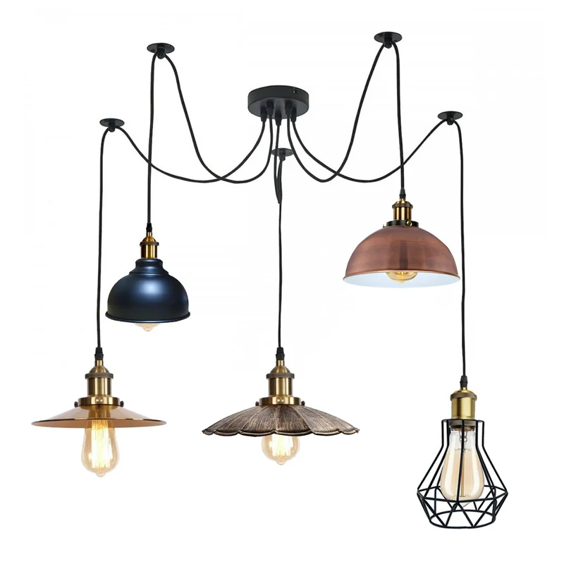 5 Multischirm 2m Spinnenlampe Höhenverstellbar Pendelleuchte~1892