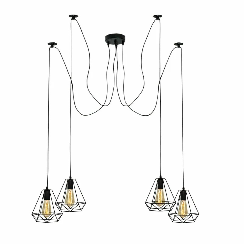 Industrial Spinnen Käfig Kronleuchter E27 Schwarz 2m kabel ~1887