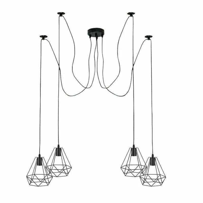 Industrial Spinnen Käfig Kronleuchter E27 Schwarz 2m kabel ~1887