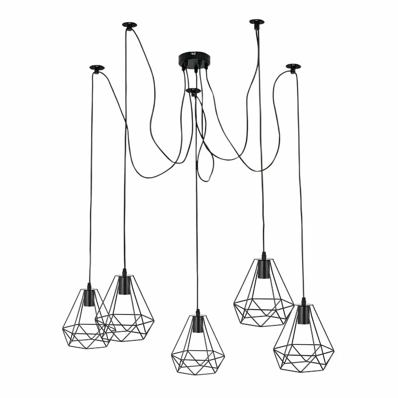 Industrial Spinnen Käfig Kronleuchter E27 Schwarz 2m kabel ~1887